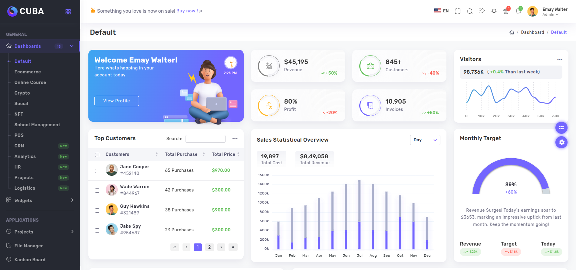 Light Layout With dark Sidebar